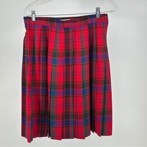 Talbots‎ Size 10 Red Green Blue Wool Plaid A-Line Pleated Skirt 80’s Vintage